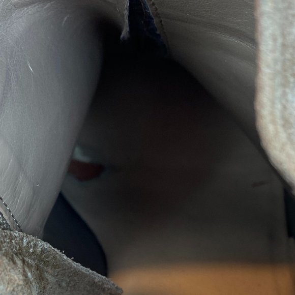 Loeffler Randall Ankle Booties 9 Khaki Green Gray Suede Leather Stacked Heel - Picture 13 of 16